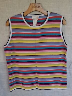 Designers Originals Vintage multi-colored knit striped sleeveless Top XL